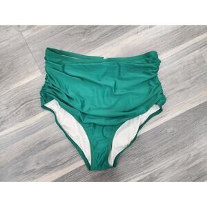 Ruched, high waisted, full coverage bikini bottom size L